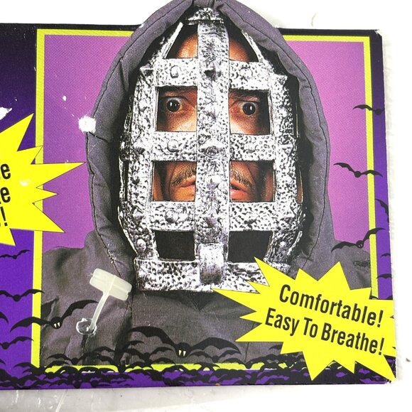 Medieval Grid Iron Faux Metal Cage Mask Fun World Vintage NOS NWT - Picture 3 of 11
